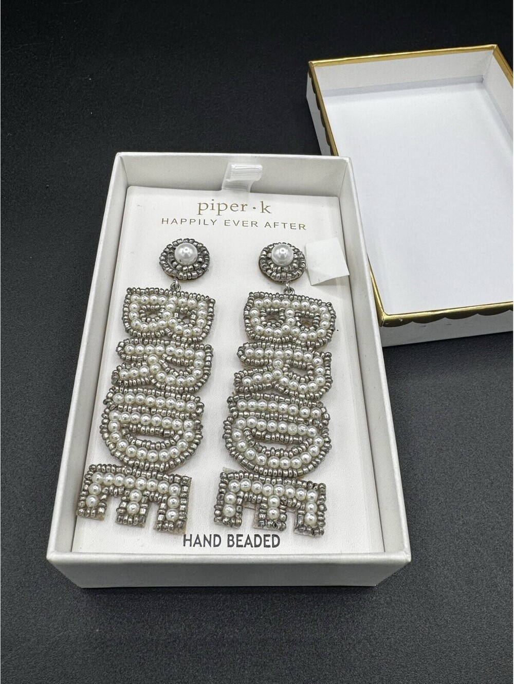 NWT Piper K Bride Earrings Beaded Statement Bridal Wedding Jewelry Drop Dangle